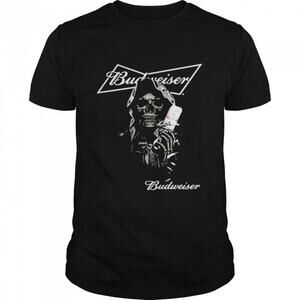 Horror Skull Budweiser Tshirt For Beer Lovers